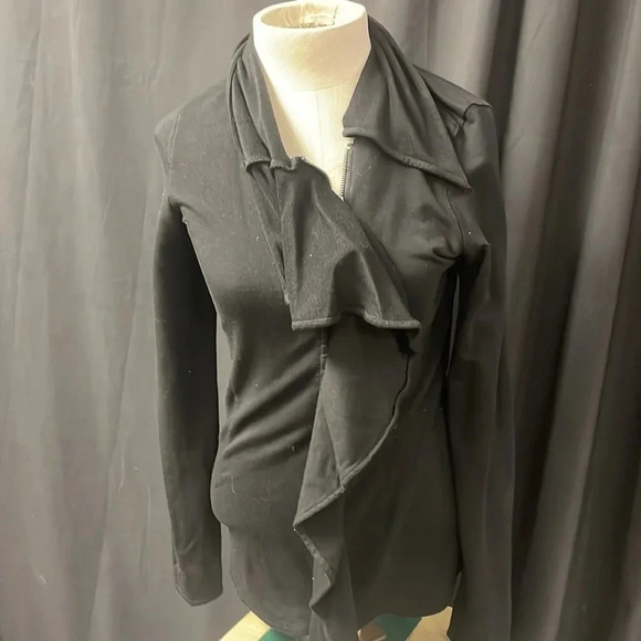 Black‎ INC Front Ruffle Jacket M - Picture 1 of 4